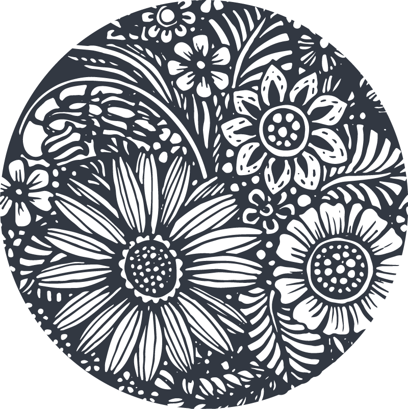 Dywan winylowy do salonu w okrągły kwiatowy wzór - TenStickers