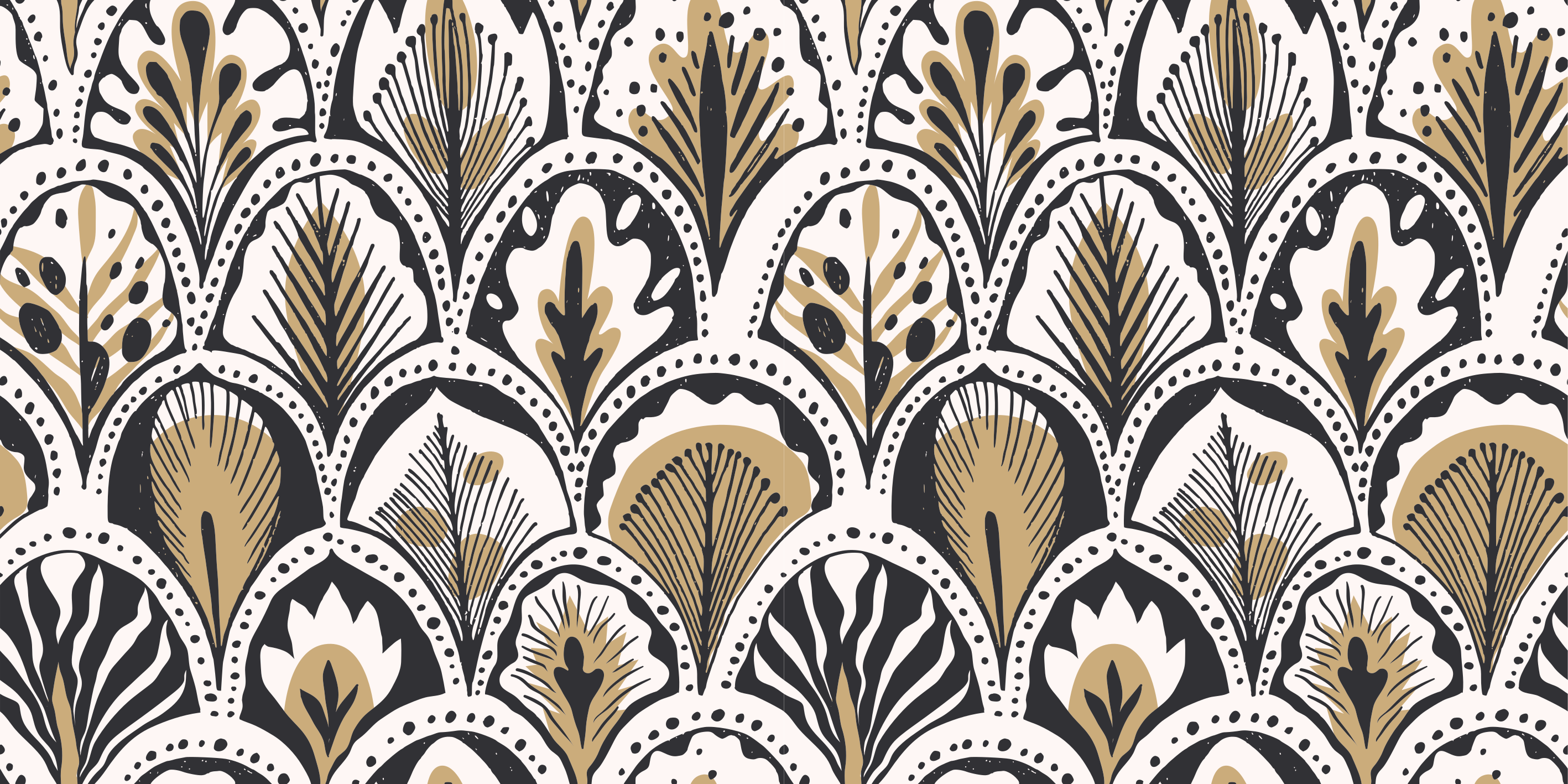 Dywan winylowy do salonu w wzór wachlarzy art deco - TenStickers