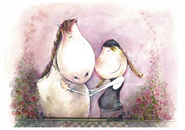 Dywan winylowy dla dziecka dziewczynka i koń - TenStickers