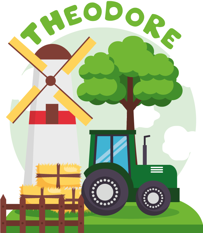 Dywan winylowy dla dziecka zielony traktor z imieniem - TenStickers