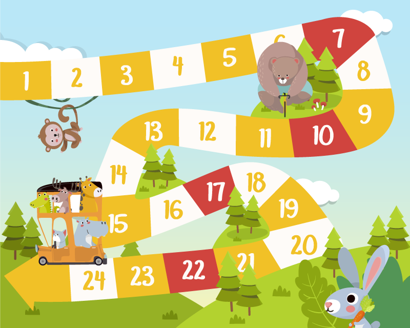 Dywan winylowy z grą rysunkowe zwierzęta leśne - TenStickers