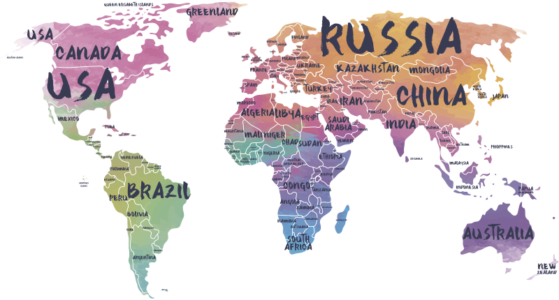 Dywan winylowy mapa świata naklejka literowa - TenStickers