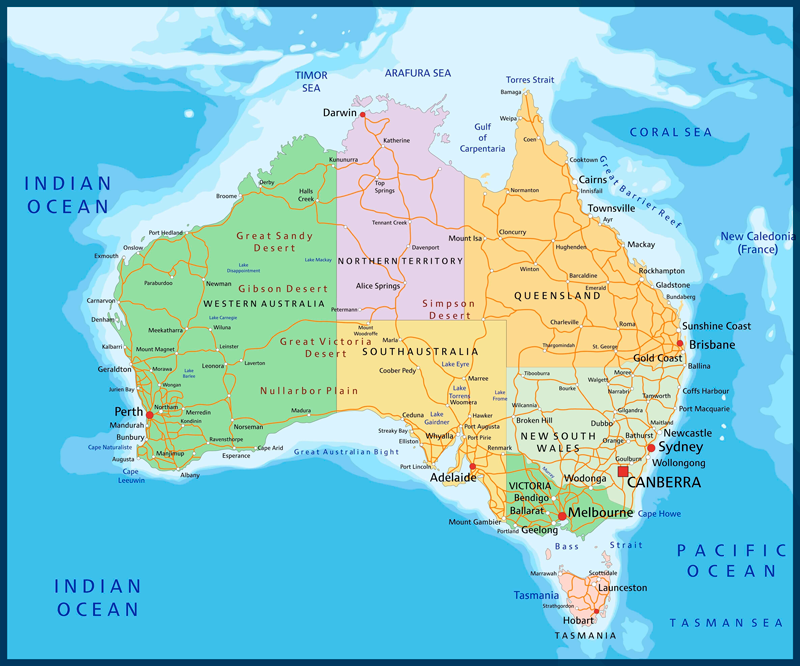 Dywan winylowy mapa świata mapa polityczna australii - TenStickers