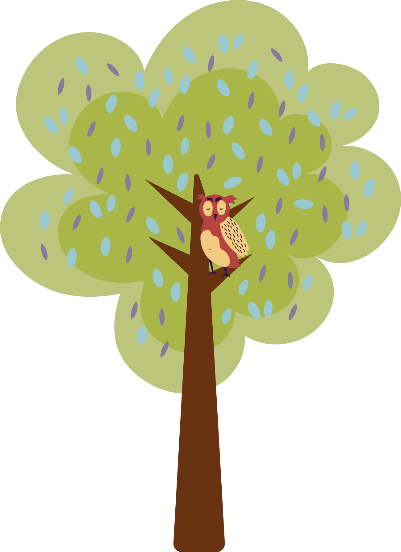 Dywan winylowy dla dziecka kolorowe drzewo z sową - TenStickers