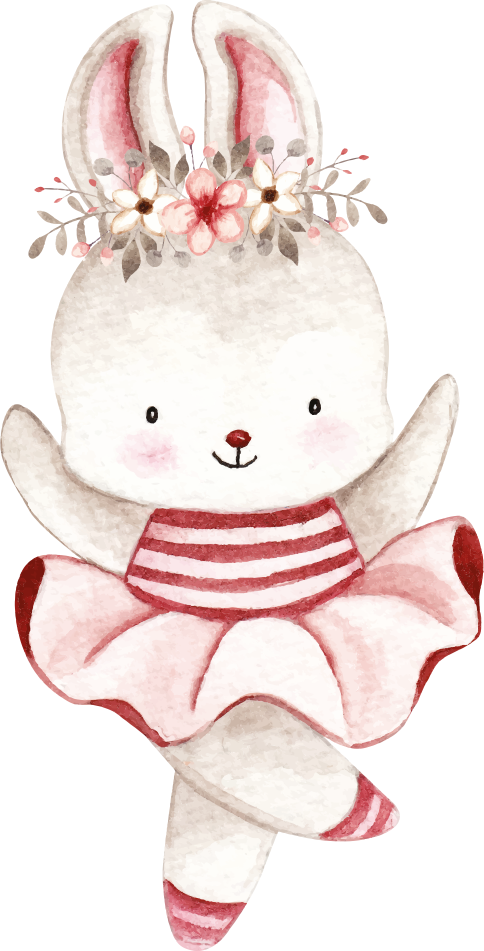 Dywan winylowy dla dziecka baletnica króliczek w różach - TenStickers