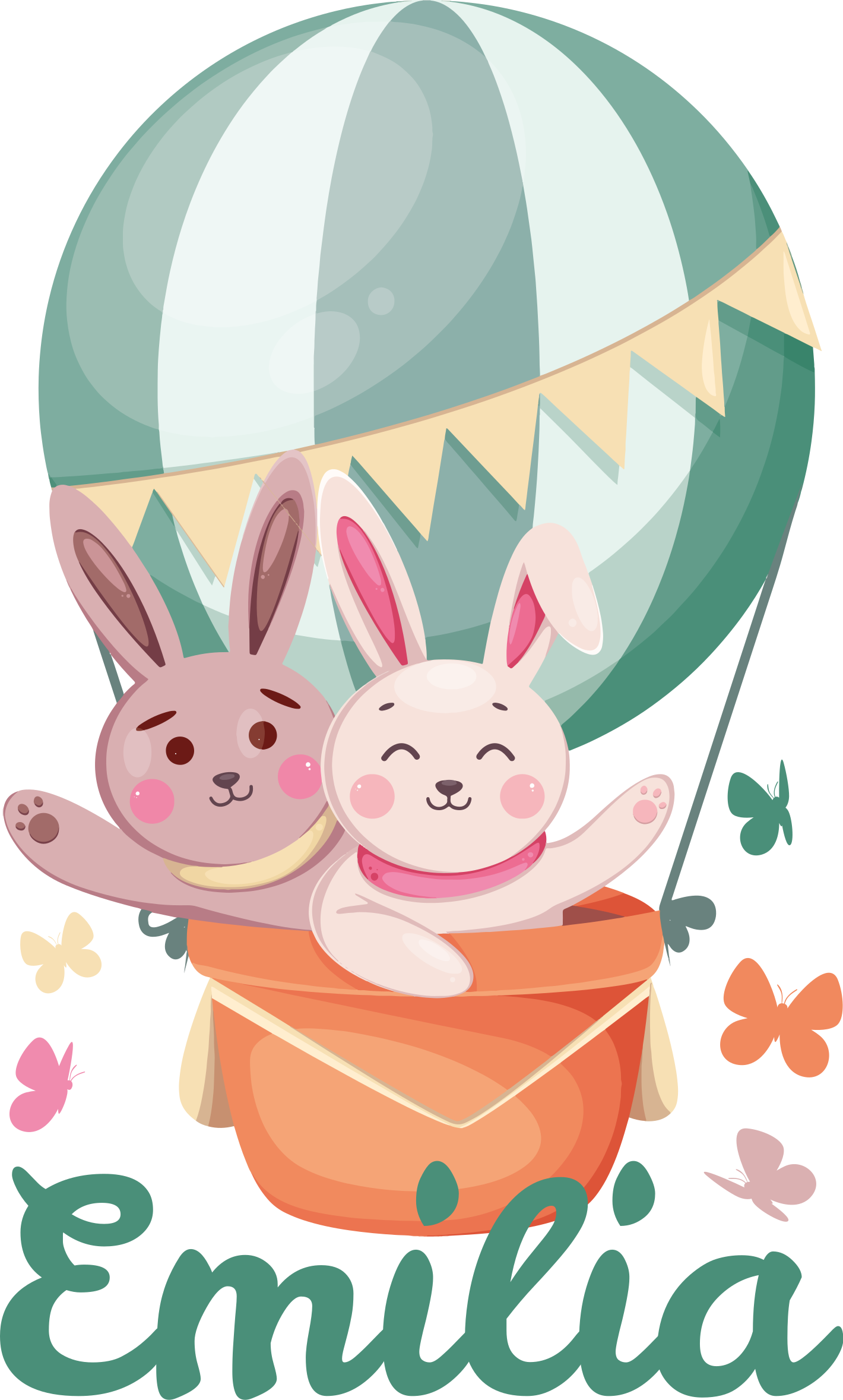 Dywan winylowy dla dziecka z króliczkami w balonach - TenStickers