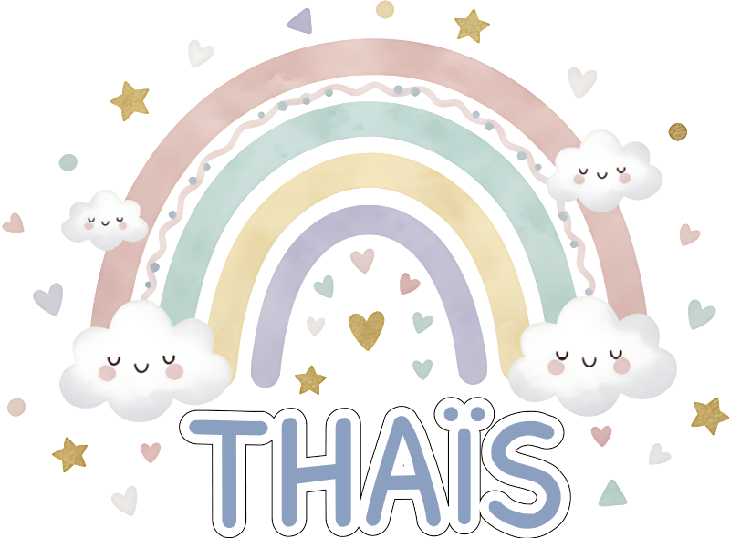 Dywan winylowy dla dziecka z tęczą i imieniem - TenStickers