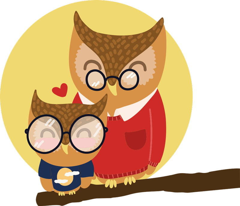 Dywan winylowy dla dziecka sowa tata i syn - TenStickers