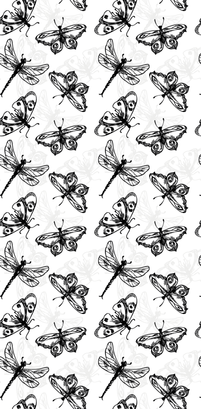 Dywan winylowy do łazienki w czarno-białe ważki - TenStickers