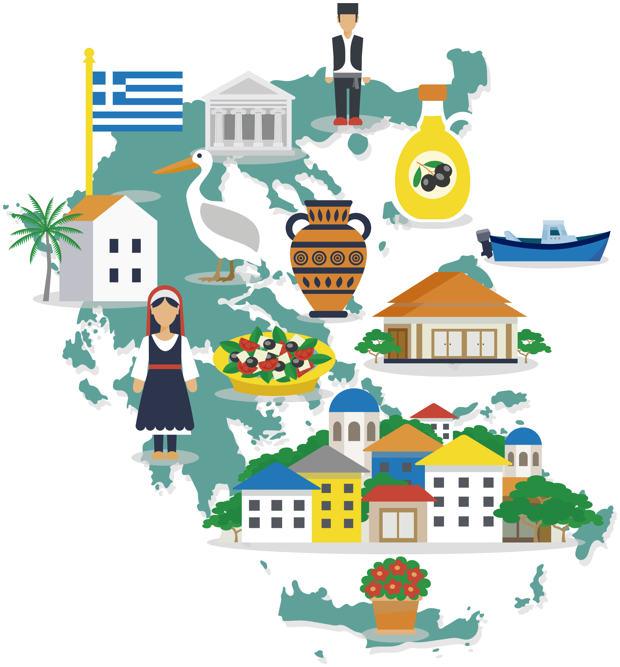 Dywan winylowy mapa świata ilustracja grecji i wysp - TenStickers