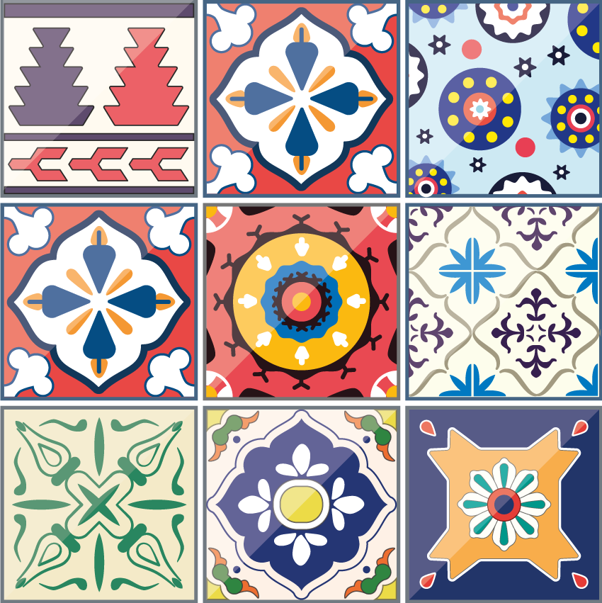 Dywan winylowy do kuchni kolorowe ornamenty - TenStickers