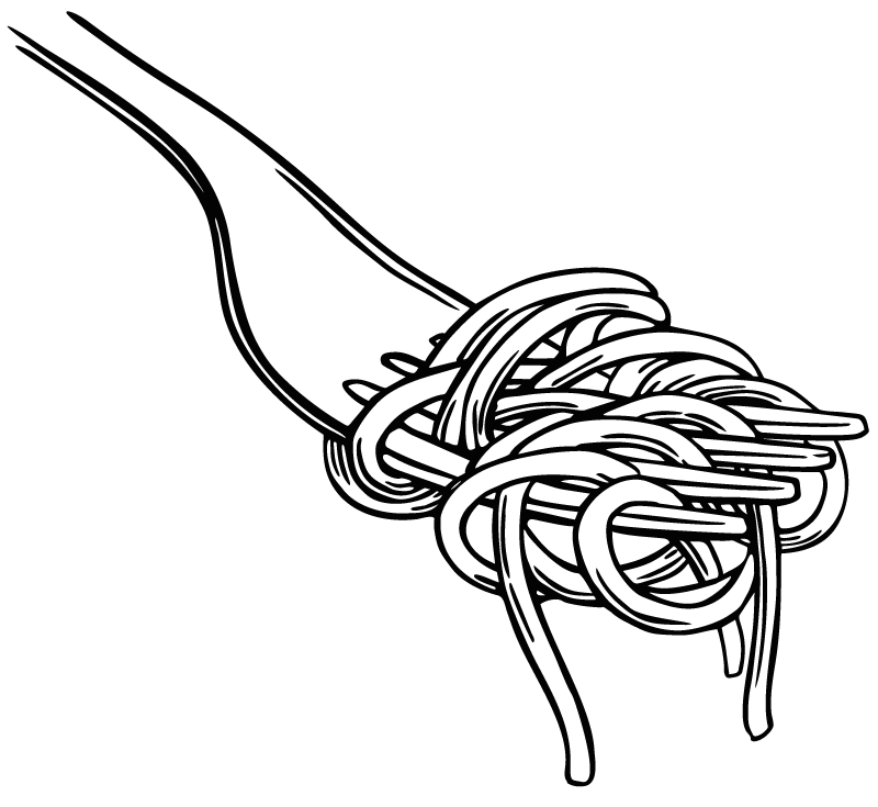 Dywan winylowy do kuchni z wzorem widelca do spaghetti - TenStickers