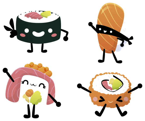 Dywan winylowy do kuchni z uroczym sushi - TenStickers
