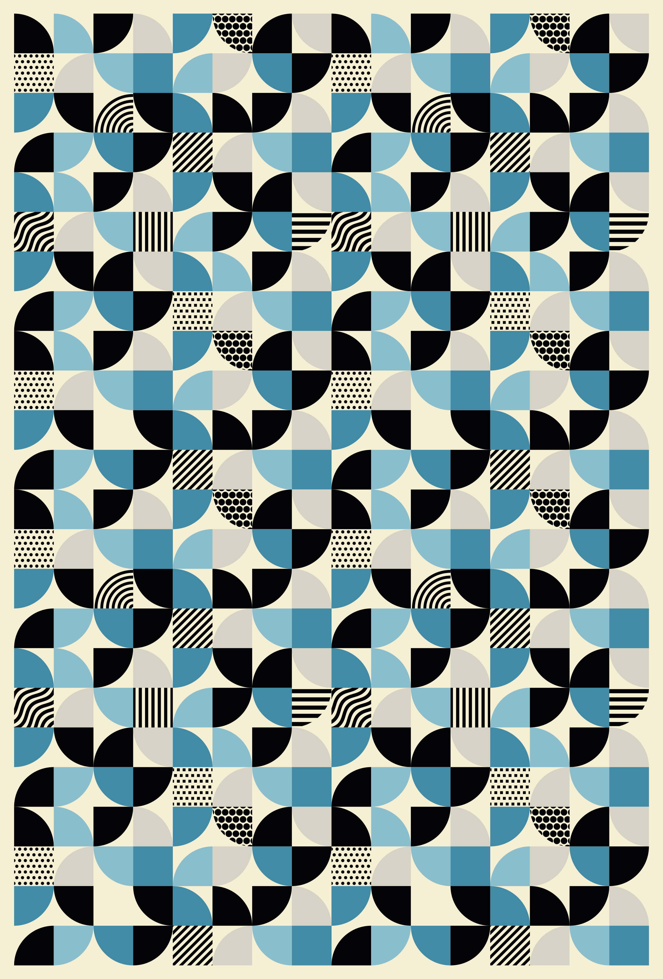 Dywan winylowy do kuchni w retro niebieski wzór bauhaus - TenStickers