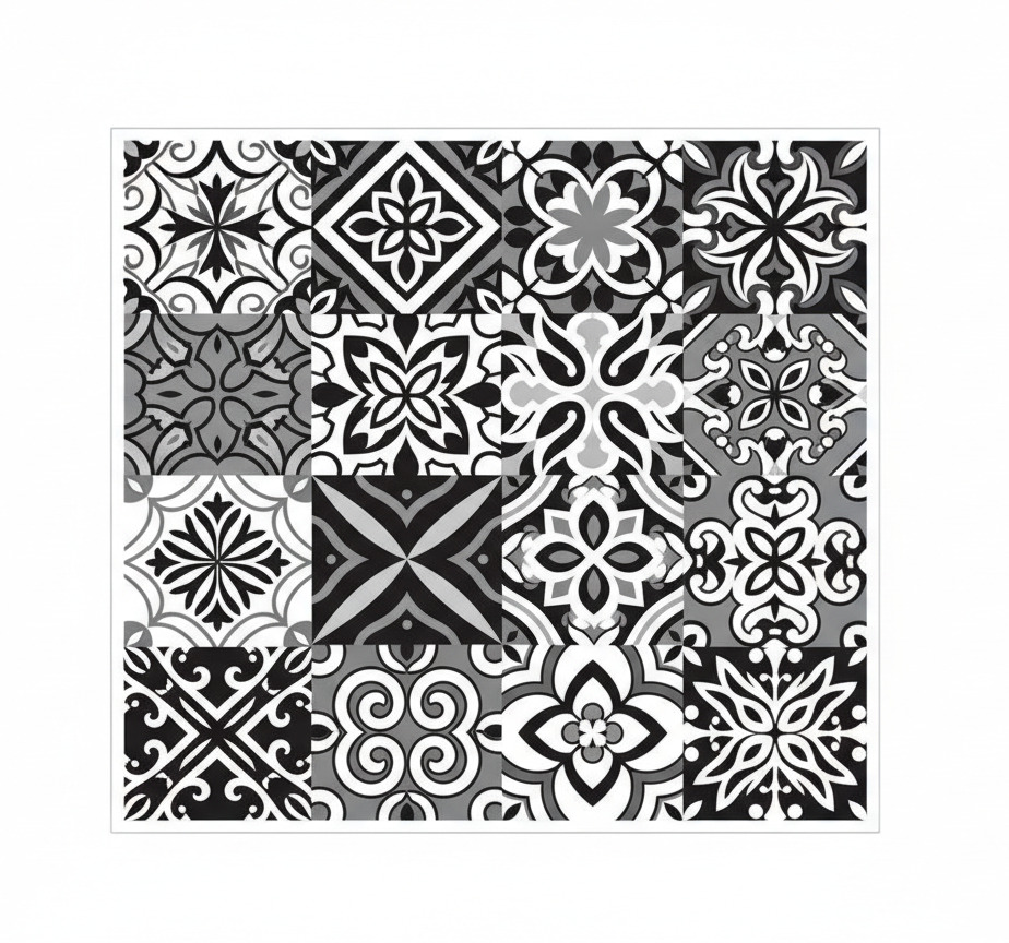 Dywan winylowy do kuchni geometryczny w czerni - TenStickers