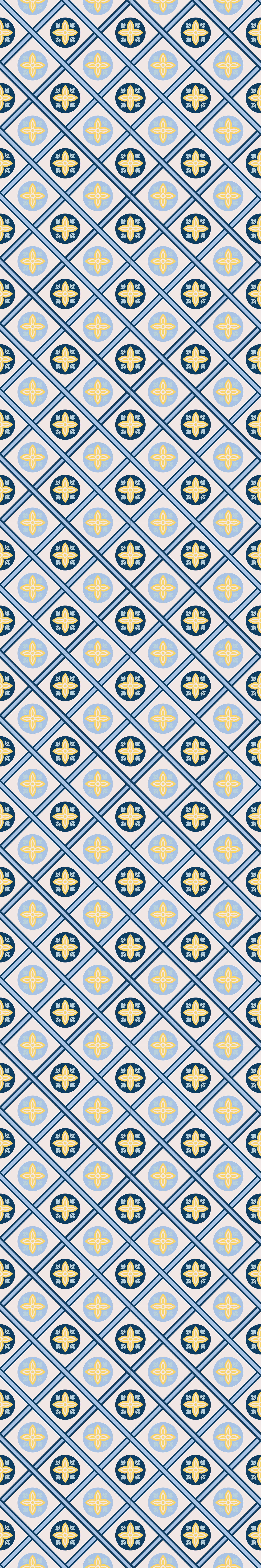 Dywan winylowy do kuchni w niebiesko-żółte kafle - TenStickers