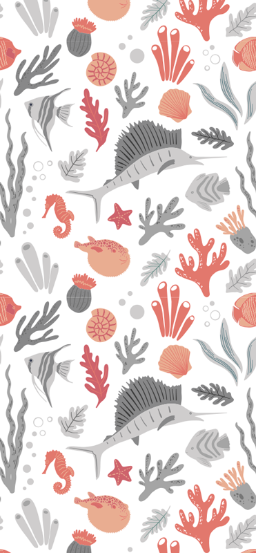 Dywan winylowy do salonu z ilustracją życia morskiego - TenStickers