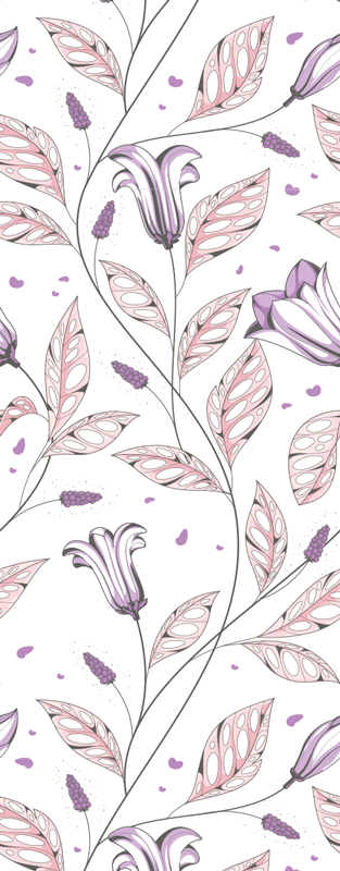 Dywan winylowy do salonu fioletowy elegancki wzór tulipanów - TenStickers