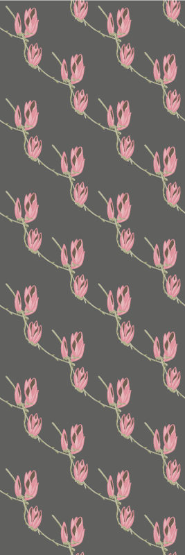 Dywan winylowy do salonu małe kwiaty magnolii na szarym tle - TenStickers