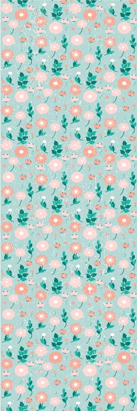 Dywan winylowy do salonu niebieski kwiatowy shabby chic - TenStickers