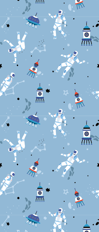 Dywan winylowy do salonu statki kosmiczne na niebieskim tle - TenStickers