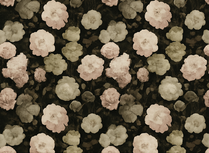 Dywan winylowy do salonu w ciemnym retro kwiaty - TenStickers
