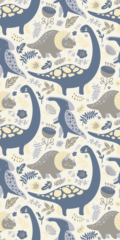 Dywan winylowy do salonu w stylu nordyckim z dinozaurami - TenStickers