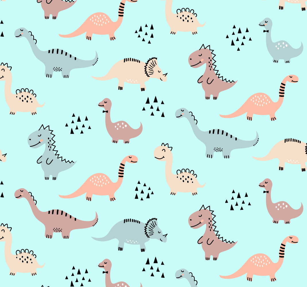 Dywan winylowy do salonu z niebieskim tłem i dinozaurami - TenStickers