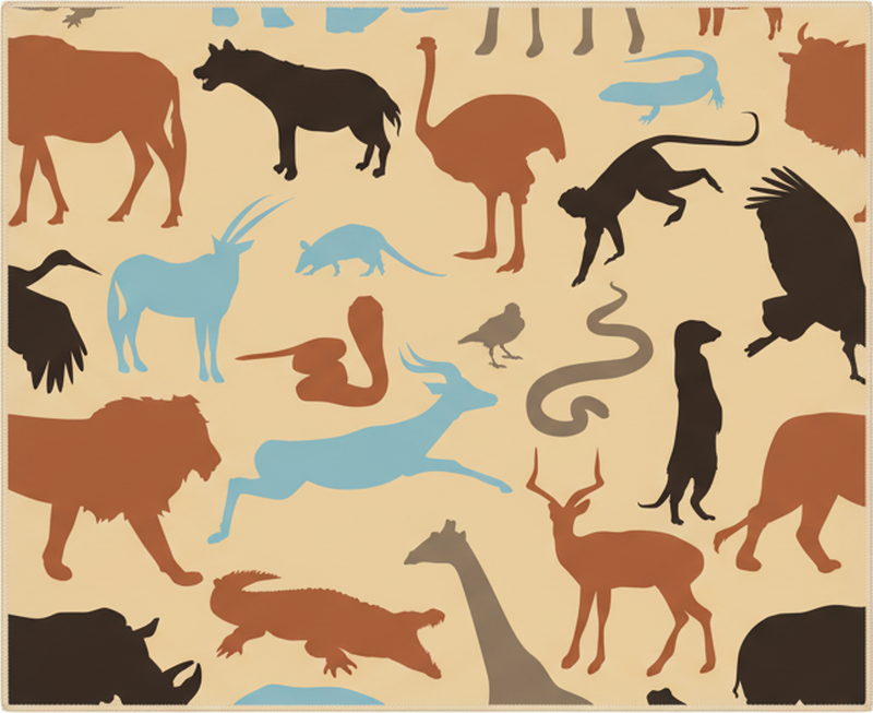 Dywan winylowy do salonu zwierzęta safari w sylwetkach - TenStickers