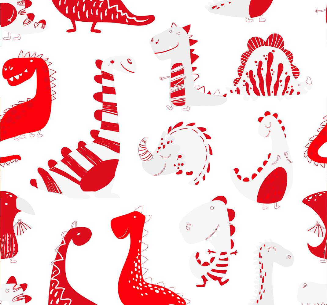 Dywan winylowy do salonu rysunki czerwonych dinozaurów - TenStickers