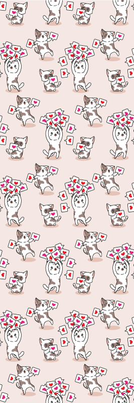 Dywan winylowy do salonu z kotami i sercami - TenStickers