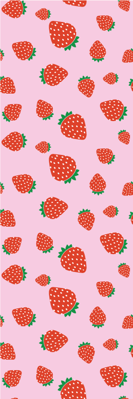 Dywan winylowy do salonu w truskawki na różowym tle - TenStickers