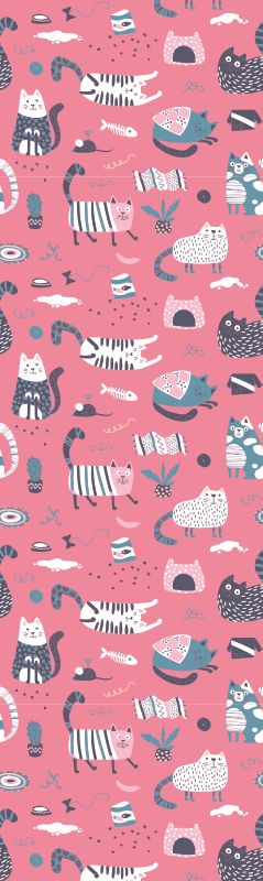 Dywan winylowy do salonu kociaki w stylu nordyckim - TenStickers