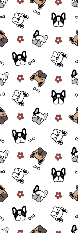 Dywan winylowy do salonu kwiaty i buldogi francuskie - TenStickers