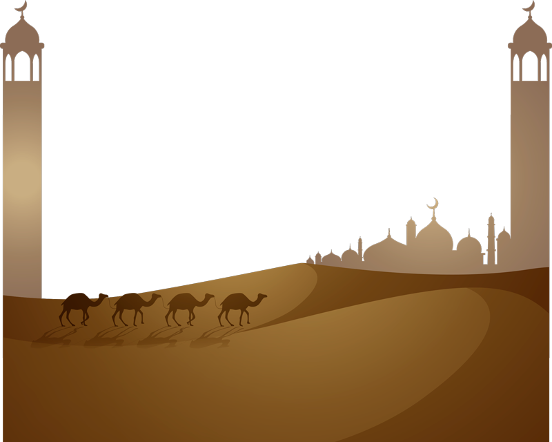 Dywan winylowy do salonu meczet islamski i wielbłądy - TenStickers