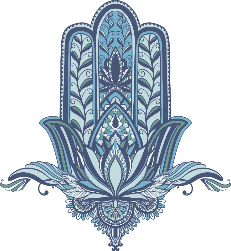 Dywan winylowy do salonu niebieska dłoń hamsa - TenStickers