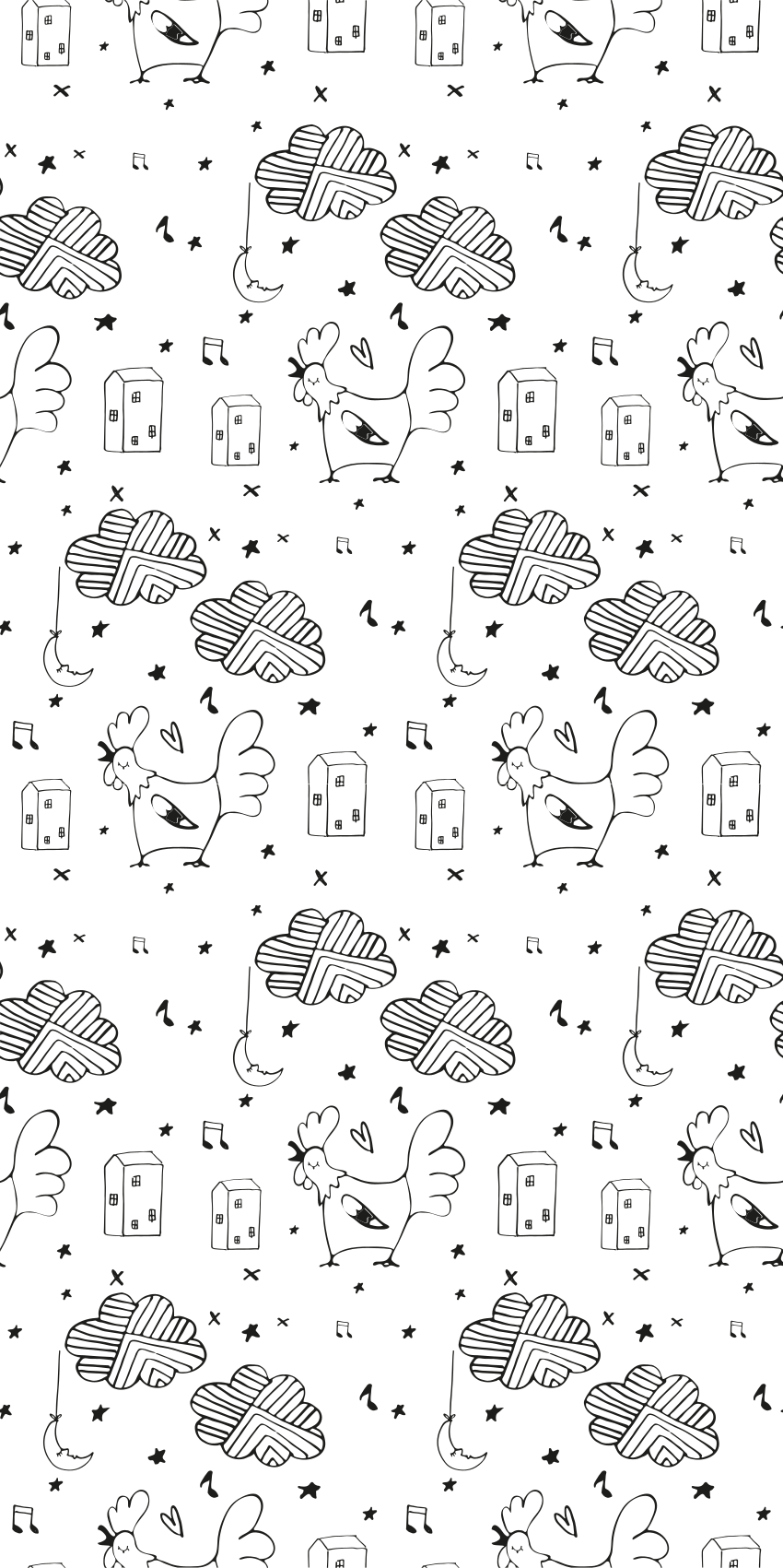 Skandynawski dywan winylowy kury czarno-białe - TenStickers