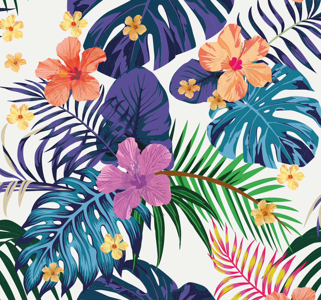Dywan winylowy natura kwiaty hawajskie w kolorach - TenStickers