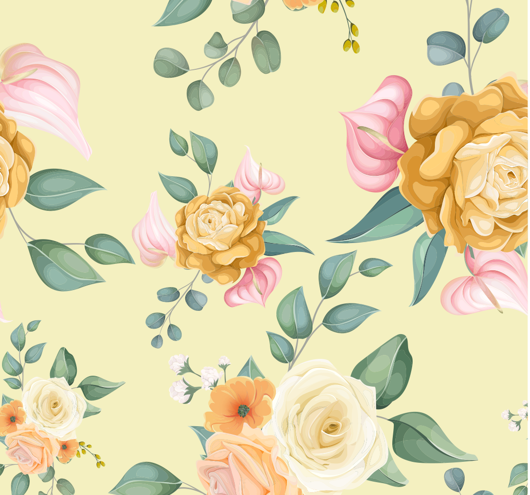 Dywan winylowy natura w stylu vintage z żółtymi różami - TenStickers