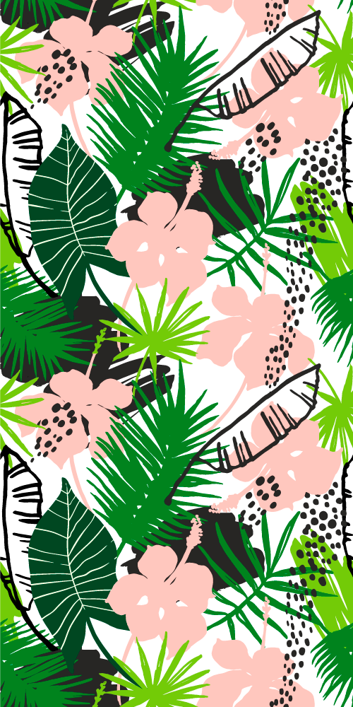 Dywan winylowy natura liście palmowe i kwiaty tropikalne - TenStickers