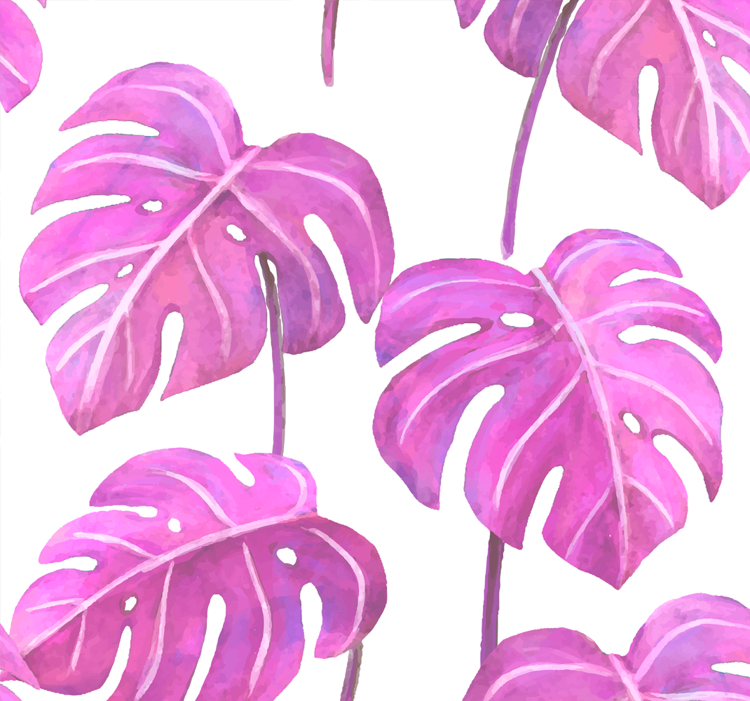 Dywan winylowy natura różowa monstera malowana - TenStickers
