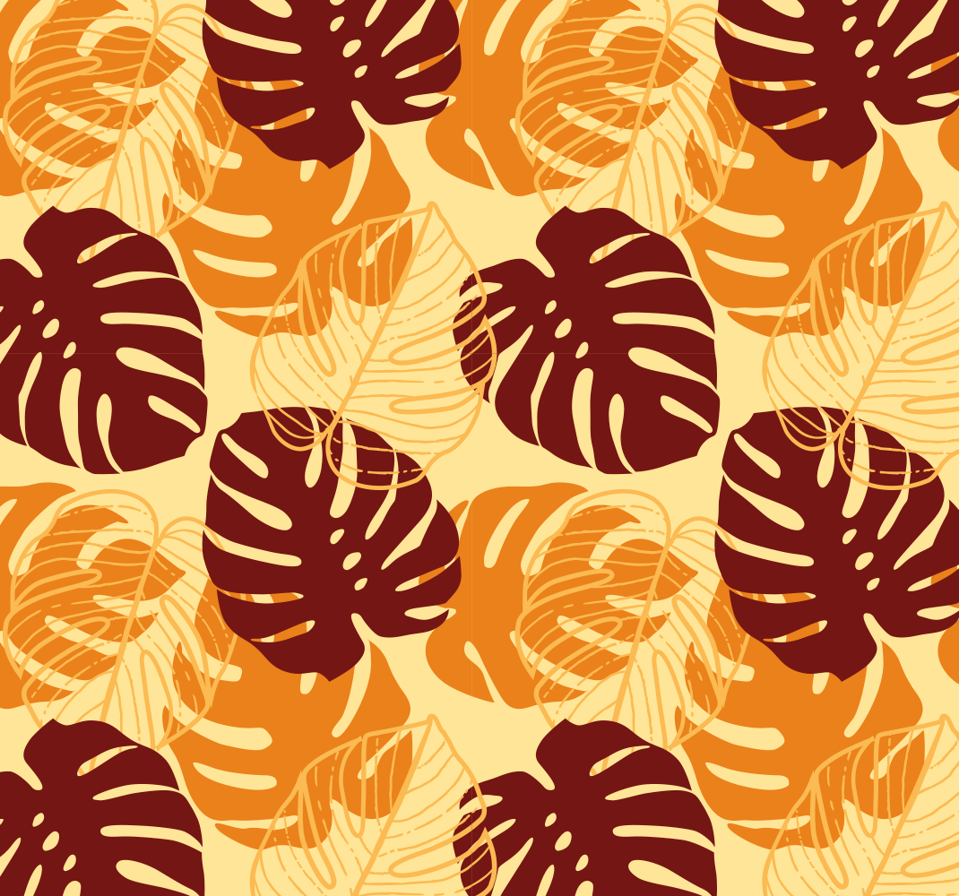 Dywan winylowy natura w ciemnoczerwone i żółte monstera - TenStickers