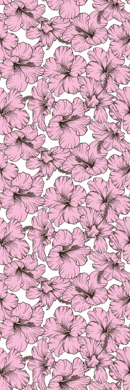 Dywan winylowy natura wzór z różowymi hibiskusami - TenStickers