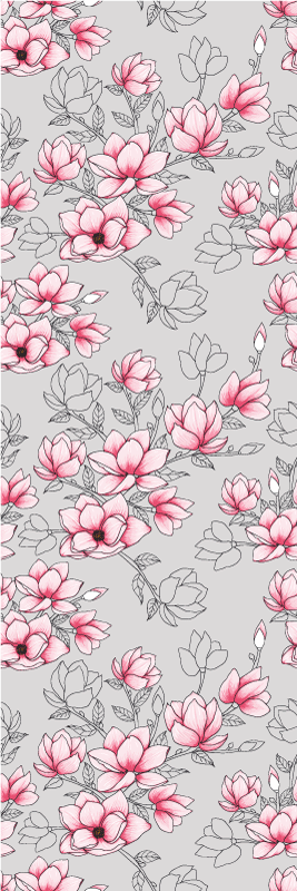 Dywan winylowy natura kwiaty magnolii na srebrnym tle - TenStickers