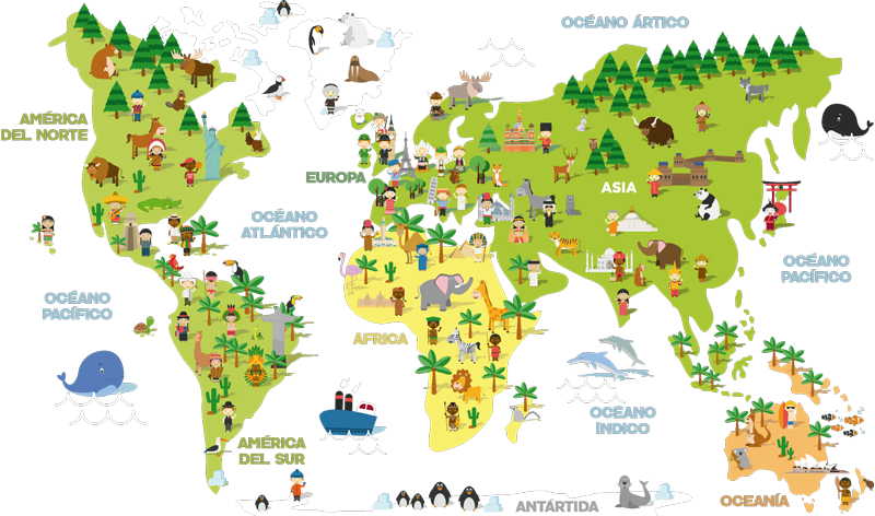 Dywan winylowy mapa świata dla dzieci z krajami - TenStickers