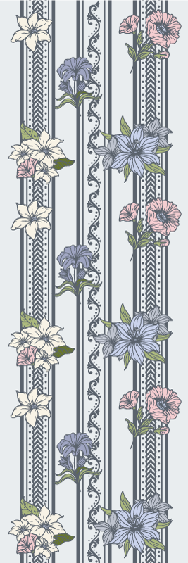 Dywan winylowy retro w kwiatowe vintage paski - TenStickers