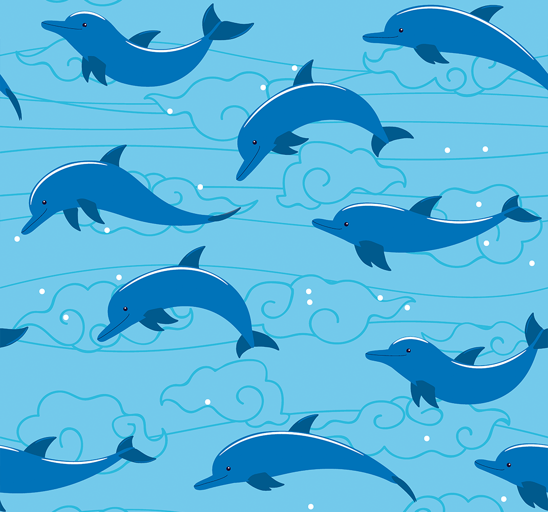 Dywan winylowy zwierzęta niebo z chmurami i delfinami - TenStickers