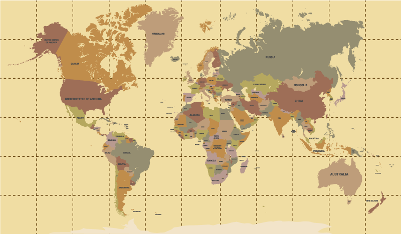 Dywan winylowy mapa świata beżowy vintage - TenStickers