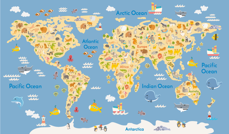 Dywan winylowy mapa świata dla angielskich dzieci - TenStickers