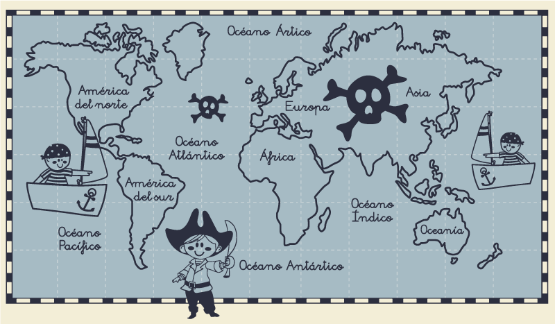 Dywan winylowy mapa świata piracki - TenStickers